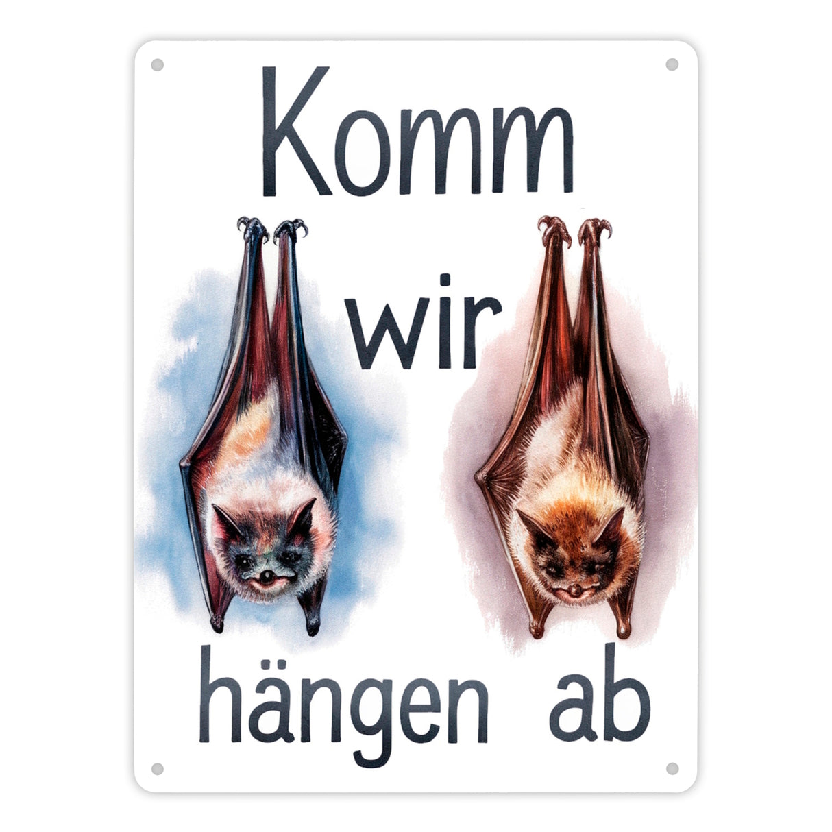 Fledermäuse - Komm, wir hängen ab Metallschild in 15x20 cm