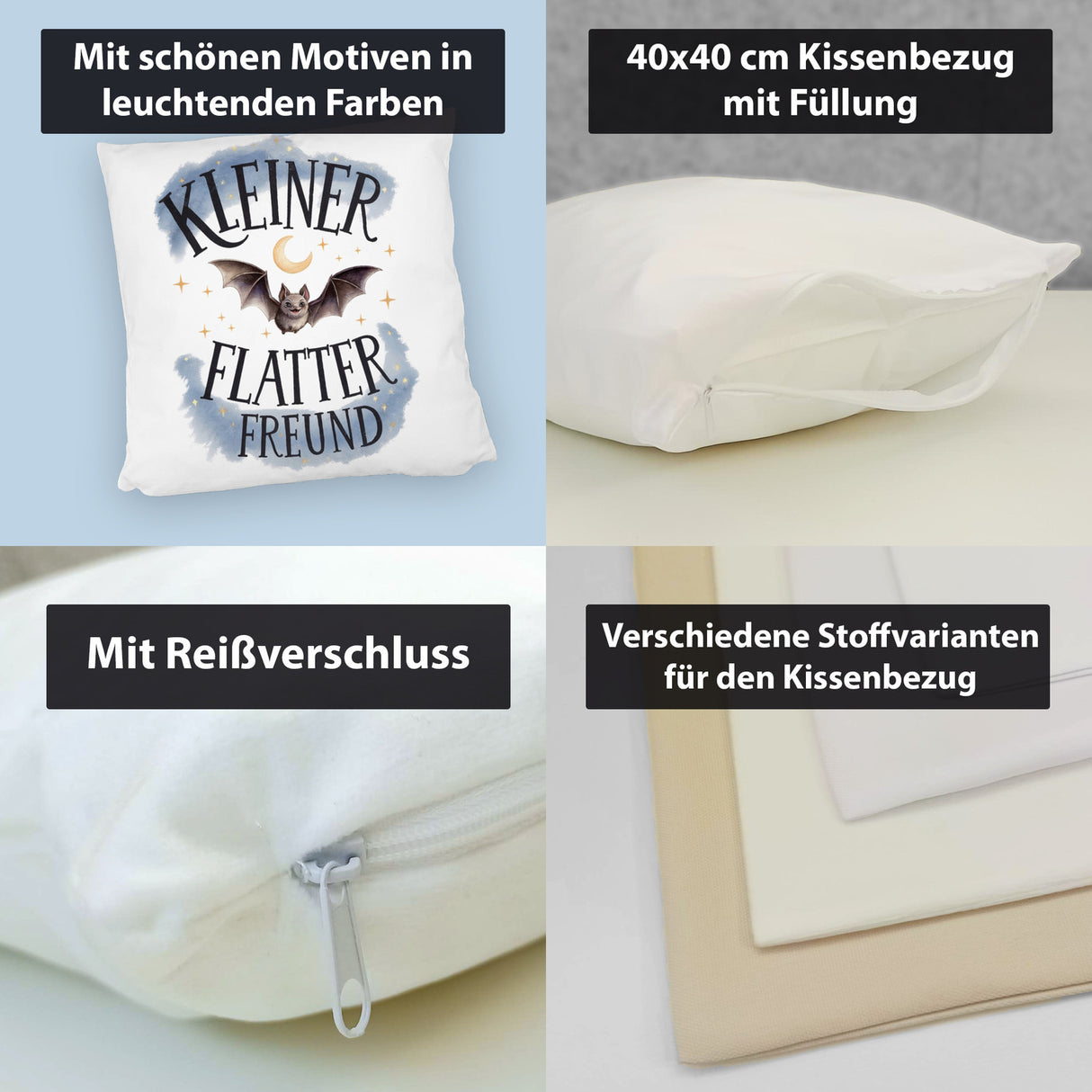 Kleiner Flatterfreund Fledermaus Kissen