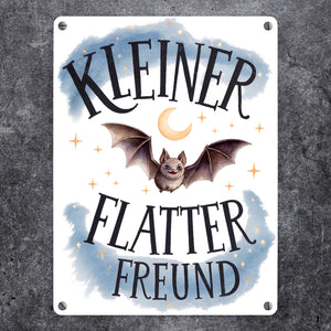 Kleiner Flatterfreund Fledermaus Metallschild in 15x20 cm