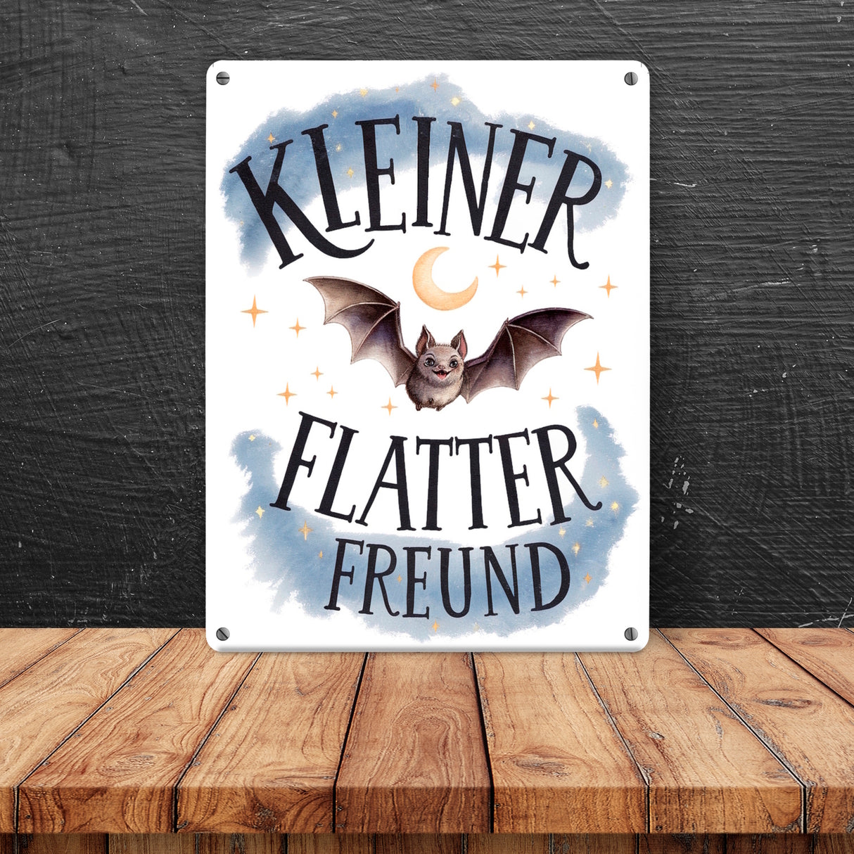 Kleiner Flatterfreund Fledermaus Metallschild in 15x20 cm