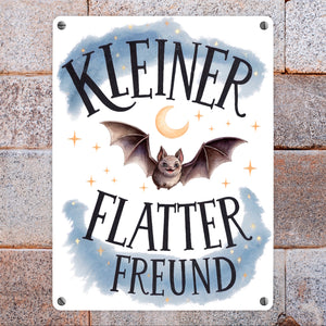 Kleiner Flatterfreund Fledermaus Metallschild in 15x20 cm