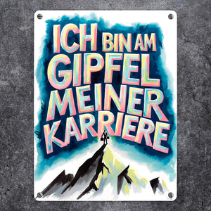 Gipfel meiner Karriere Metallschild in 15x20 cm Geschäftsperson auf Berggipfel