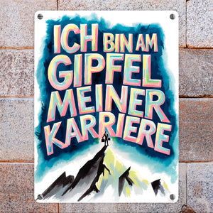 Gipfel meiner Karriere Metallschild in 15x20 cm Geschäftsperson auf Berggipfel