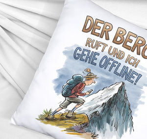 Der Berg ruft Kissen Wanderer mit Rucksack