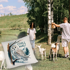 Chill mal Kissen Schneeeule auf Ast