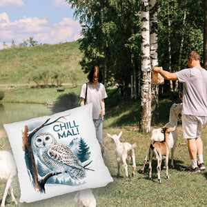 Chill mal Kissen Schneeeule auf Ast