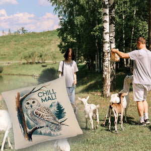 Chill mal Kissen Schneeeule auf Ast