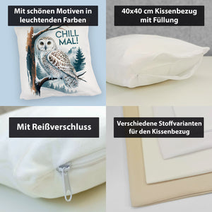 Chill mal Kissen Schneeeule auf Ast