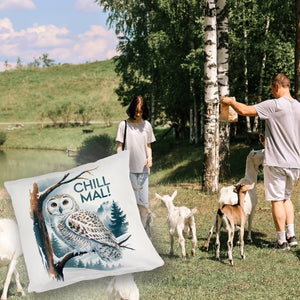 Chill mal Kissen Schneeeule auf Ast