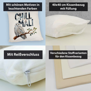 Entspannte Schneeeule Chill mal Kissen