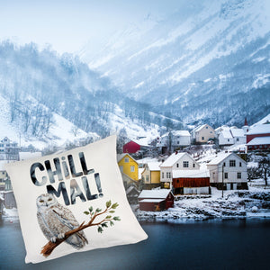 Entspannte Schneeeule Chill mal Kissen