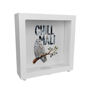 Entspannte Schneeeule Chill mal Spardose