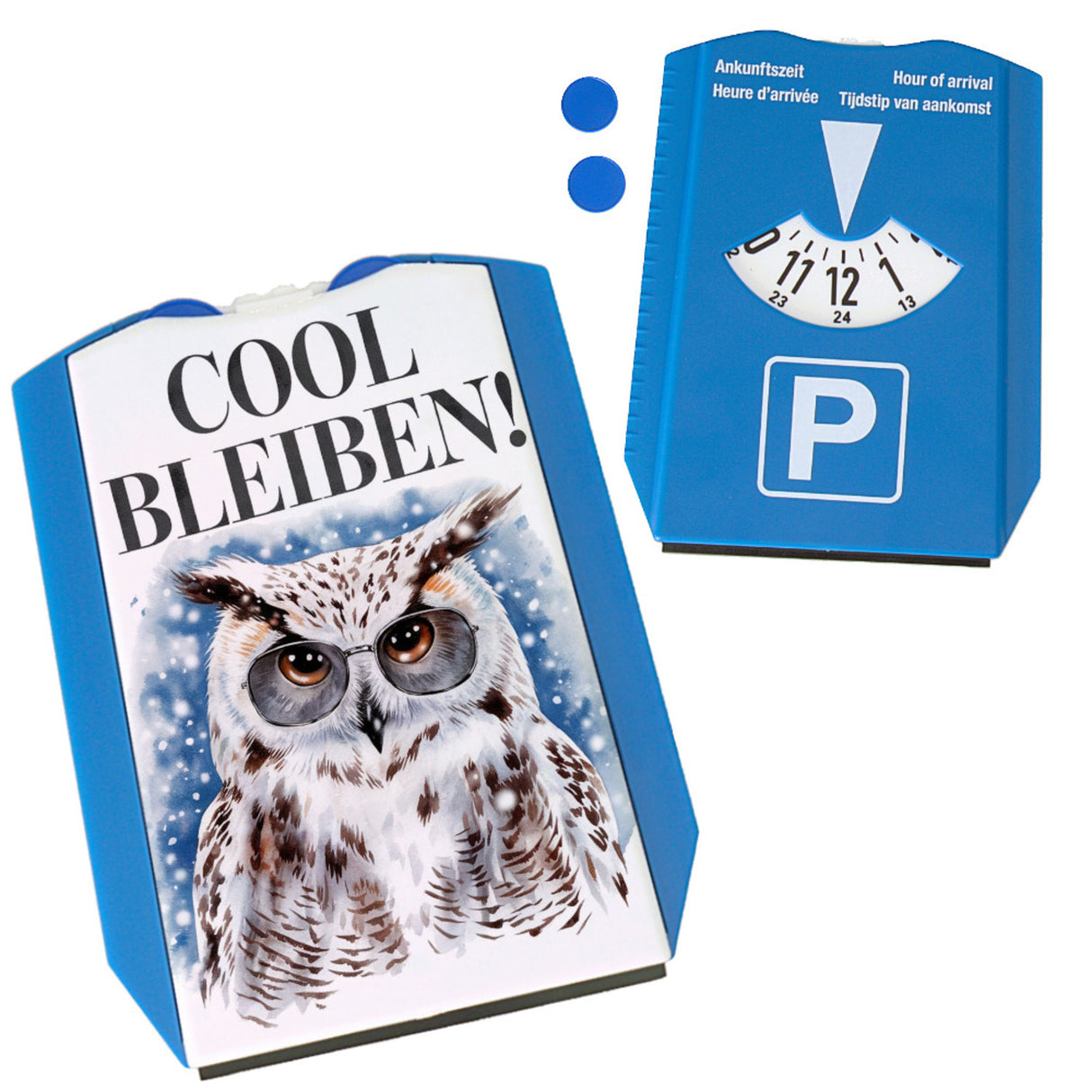 Schneeeule mit Sonnenbrille Cool bleiben Parkscheibe