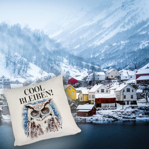 Schneeeule mit Sonnenbrille Cool bleiben Kissen