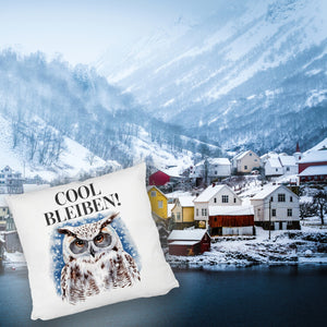 Schneeeule mit Sonnenbrille Cool bleiben Kissen