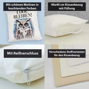 Schneeeule mit Sonnenbrille Cool bleiben Kissen