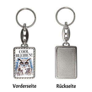 Schneeeule mit Sonnenbrille Cool bleiben Schlüsselanhänger