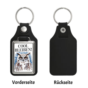 Schneeeule mit Sonnenbrille Cool bleiben Schlüsselanhänger