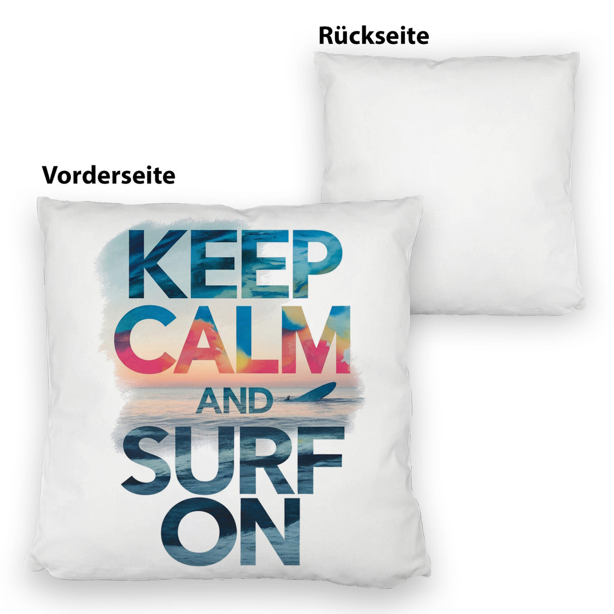 Surfer auf Welle Keep Calm and surf on Kissen