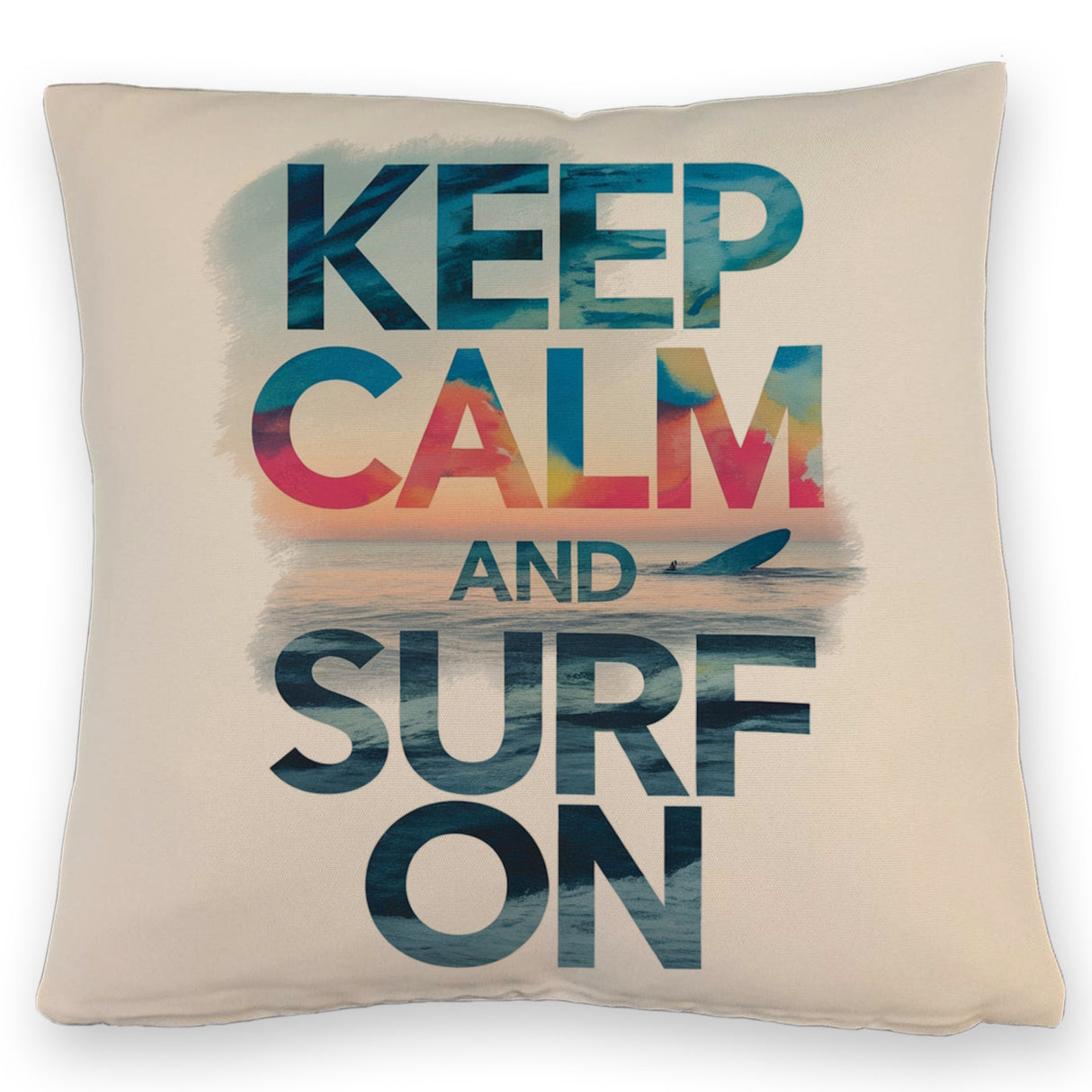 Surfer auf Welle Keep Calm and surf on Kissen