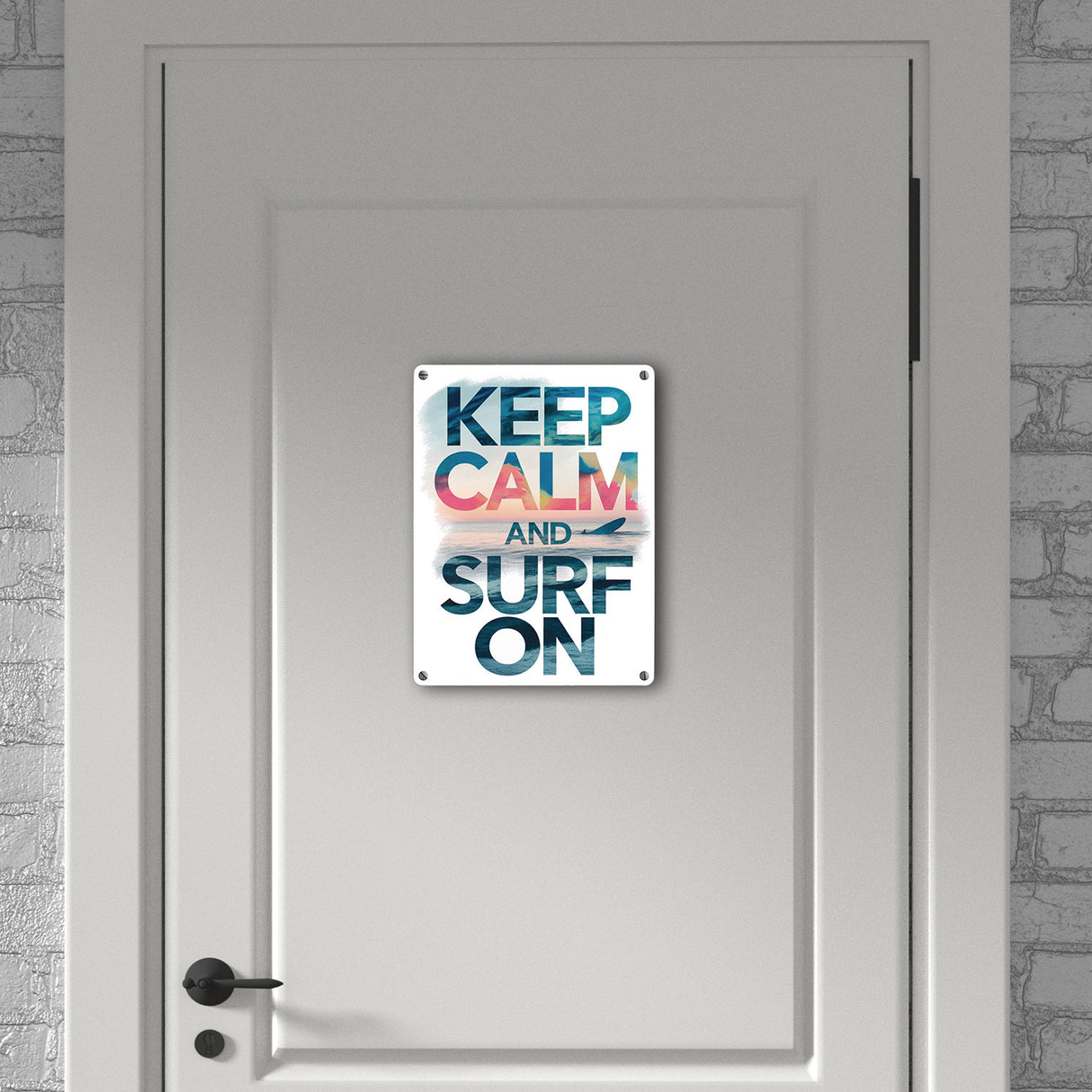 Surfer auf Welle Keep Calm and surf on Metallschild in 15x20 cm