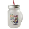 Tea rexes lieben Teezeit Trinkglas mit Bambusdeckel
