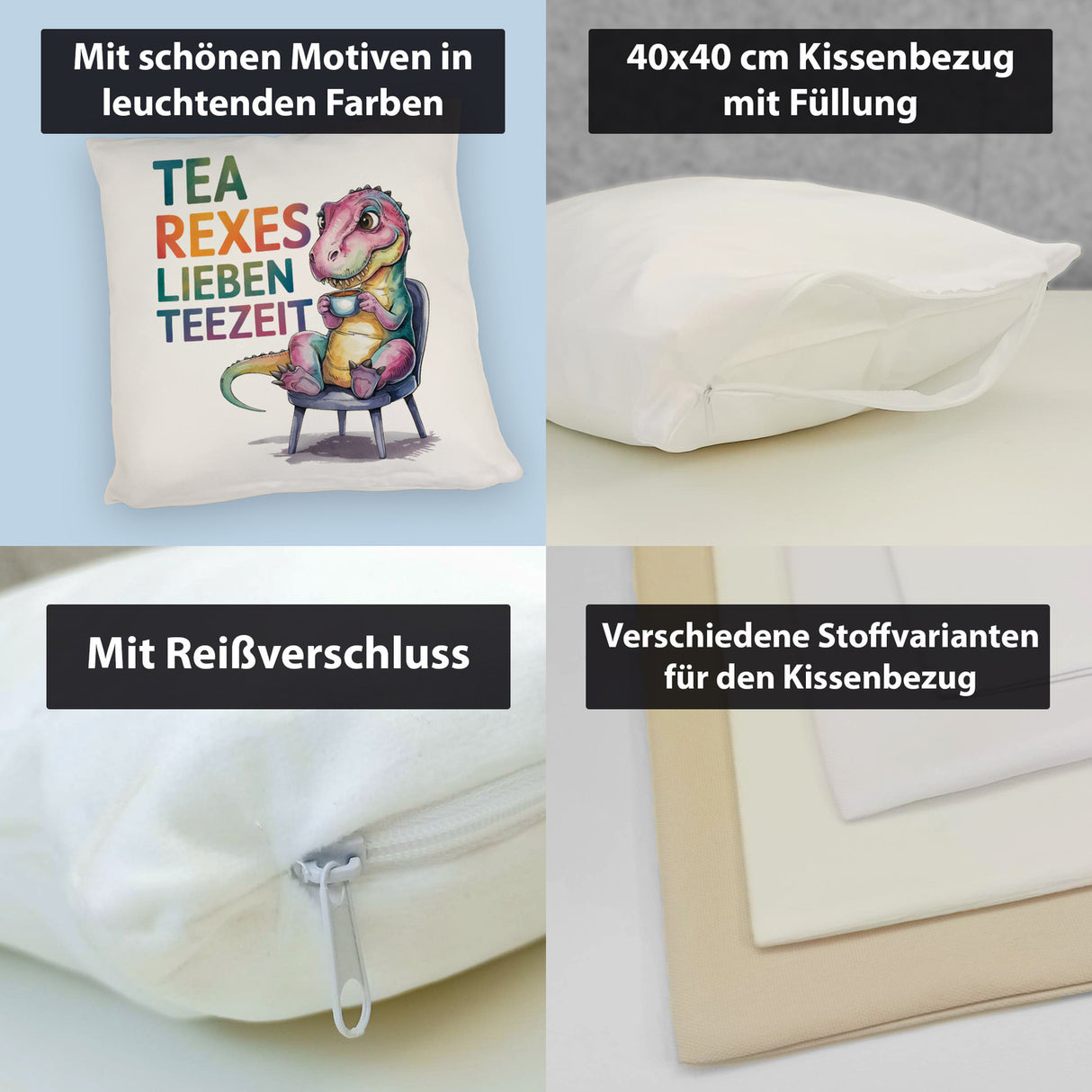Tea rexes lieben Teezeit Kissen