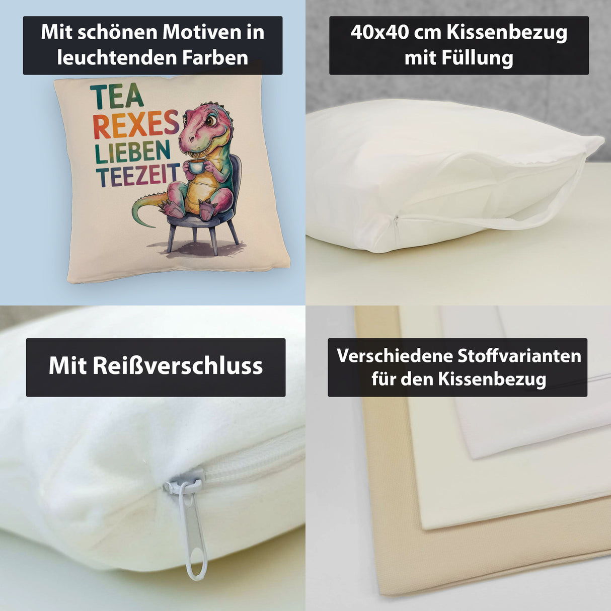 Tea rexes lieben Teezeit Kissen