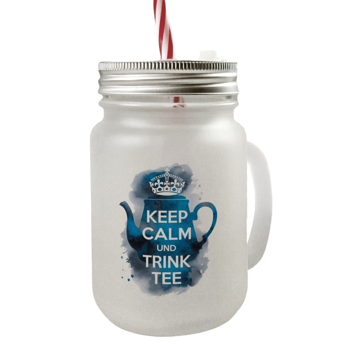 Keep calm und trink Tee Trinkglas mit Bambusdeckel
