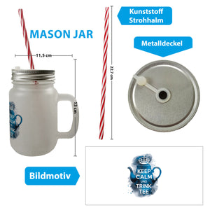 Keep calm und trink Tee Trinkglas mit Bambusdeckel