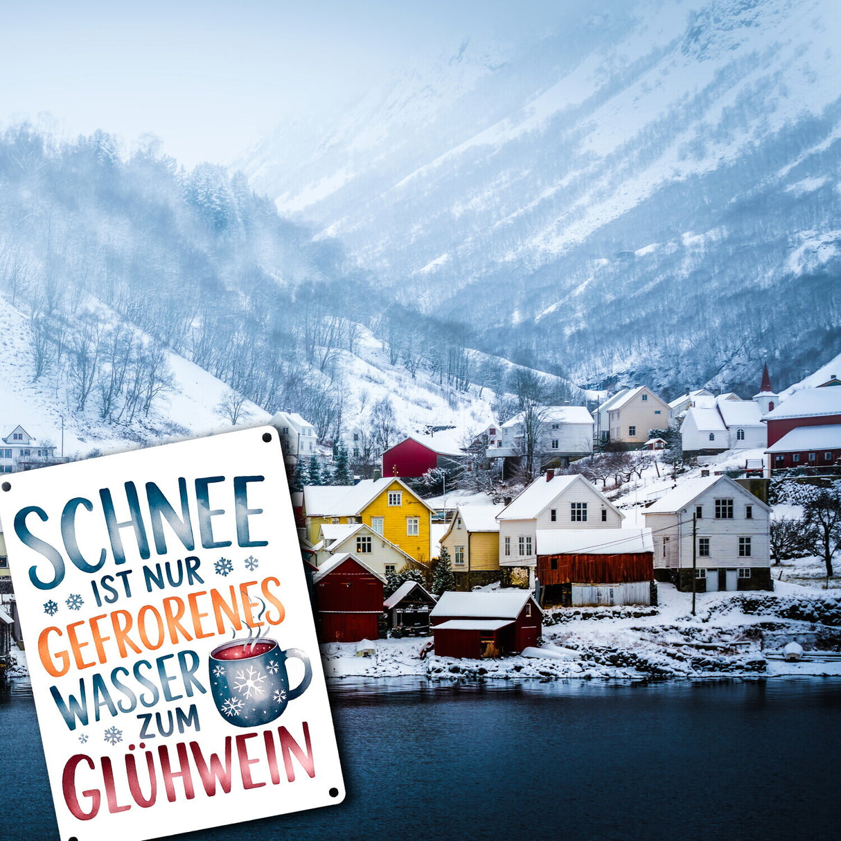 Schnee ist nur gefrorenes Wasser zum Glühwein Metallschild in 15x20 cm