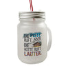 Die Piste ruft, aber die Hütte ruft lauter Trinkglas mit Bambusdeckel