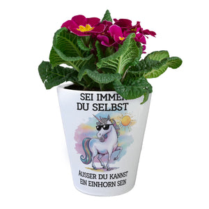 Einhorn mit Sonnenbrille Blumentopf Sei ein Einhorn