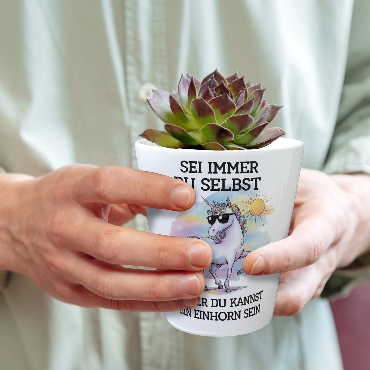 Einhorn mit Sonnenbrille Blumentopf Sei ein Einhorn