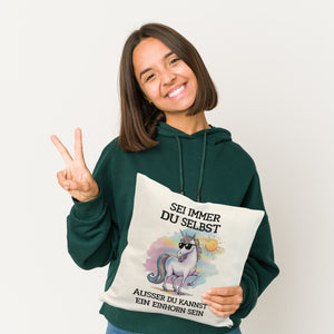 Einhorn mit Sonnenbrille Kissen Sei ein Einhorn