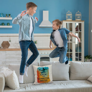 Tischtennisspieler in Aktion Kissen Keep Calm und Schmetter weiter