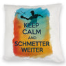 Tischtennisspieler in Aktion Kissen Keep Calm und Schmetter weiter
