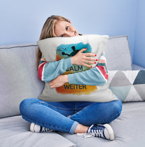 Tischtennisspieler in Aktion Kissen Keep Calm und Schmetter weiter