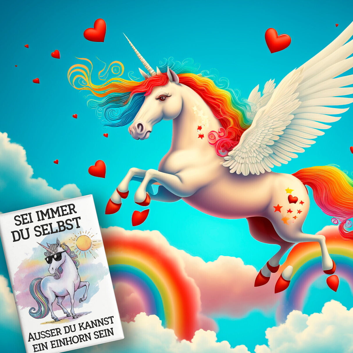 Einhorn mit Sonnenbrille Souvenir Souvenir Magnet Sei ein Einhorn