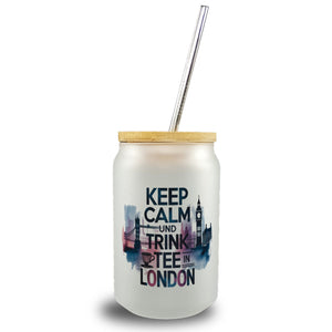KEEP CALM UND TRINK TEE Trinkglas mit Bambusdeckel London