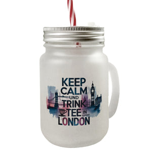 KEEP CALM UND TRINK TEE Trinkglas mit Bambusdeckel London