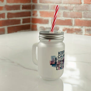 KEEP CALM UND TRINK TEE Trinkglas mit Bambusdeckel London
