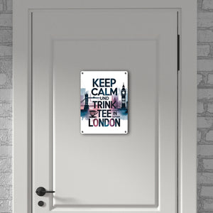 KEEP CALM UND TRINK TEE Metallschild in 15x20 cm London