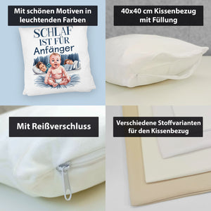 Schlaf ist für Anfänger Kissen Baby in Windeln