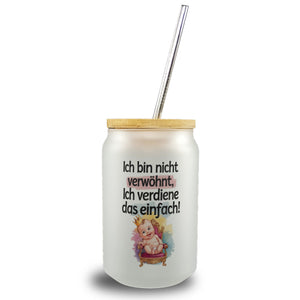 Baby auf Thron - Ich verdiene das Trinkglas mit Bambusdeckel