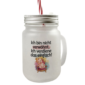 Baby auf Thron - Ich verdiene das Trinkglas mit Bambusdeckel