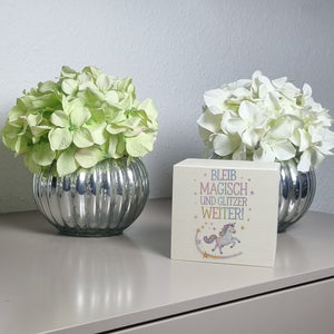 Einhorn mit Regenbogenmähne Spardose Bleib magisch, glitzer weiter