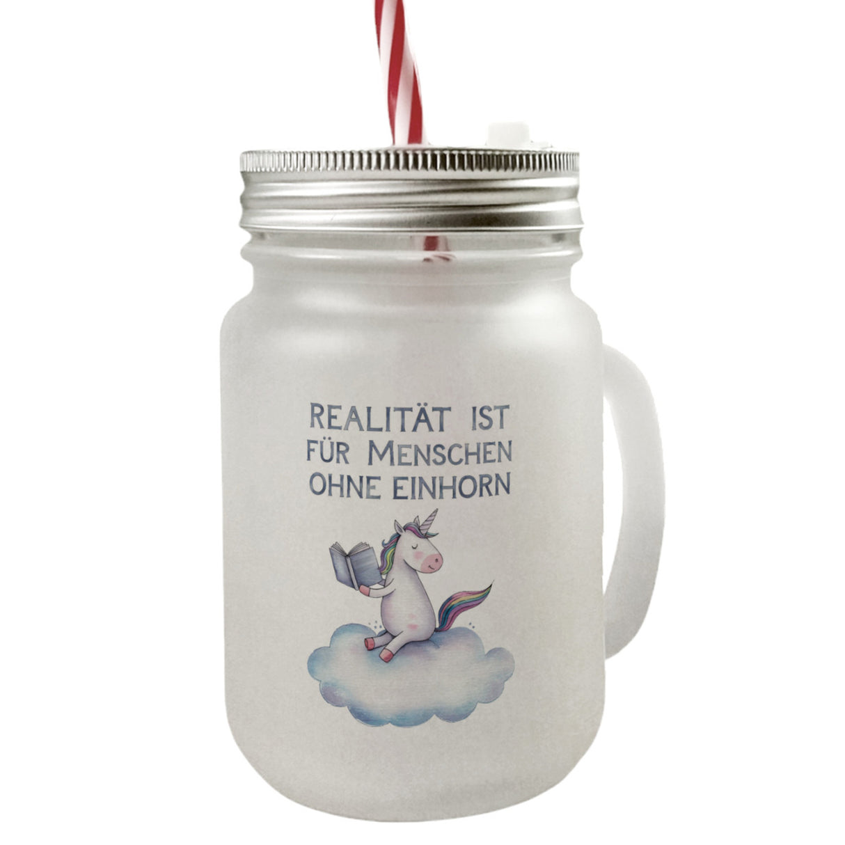 Realität ist für Menschen ohne Einhorn Trinkglas mit Bambusdeckel