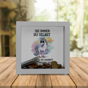 Einhorn mit Sonnenbrille Spardose Sei ein Einhorn