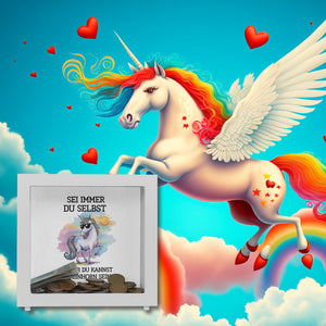 Einhorn mit Sonnenbrille Spardose Sei ein Einhorn